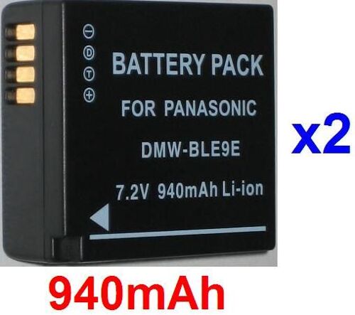 2 Batteries Pour PANASONIC DMW-BLE9E, DMC-GF3 DMC-GF3K,DMC-S6, DMC-S6K, DMCS6, DMCS6K **940mAh**