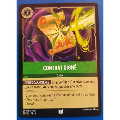 Carte Lorcana Disney (Chapitre 4) Peu Commune (99/204) Contrat Signe - Objet