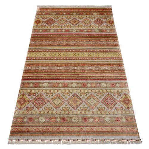 170x240 Cm Tapis Heriz A0986b Oriental Beige / Bordeaux - Fil De Bambou, Exclusif, Élégant