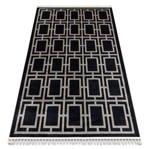 78x150 Cm Tapis Amour 53078b Noir - Géométrique, Lignes Moderne, Élégant