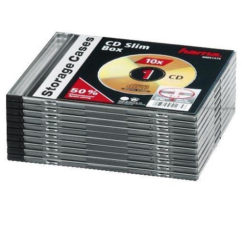 HAMA - 10 BOITES "SLIM" VIDES TRANSPARENTES AVEC FOND NOIR POUR CD SIMPLES - 00051275