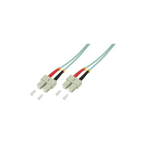LogiLink - Cordon de raccordement - SC multi-mode (M) pour SC multi-mode (M) - 1 m - fibre optique - duplex - 50 / 125 microns - OM3 - sans halogène - turquoise