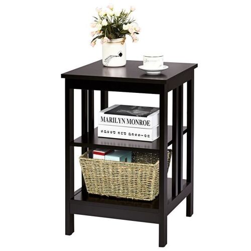 COSTWAY Table de Chevet à 3 Niveaux, Table d'Appoint Simple et Contemporain, pour Chambre, Salon 40x40x61CM Brun