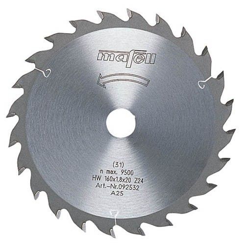 Lame de scie au carbure HM MAFELL 24 dents denture alternée 160x1.2 / 1.8x20 mm - 92533