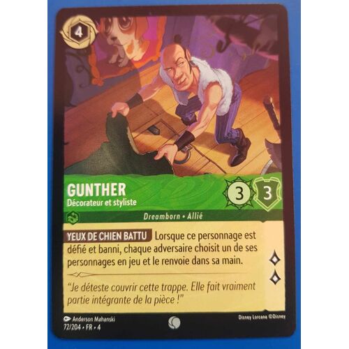 Carte Lorcana Disney (Chapitre 4) Commune (72/204) Gunther - Décorateur Et Styliste