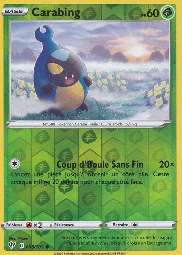 Carte Pokemon - Carabing - 8/189 - Reverse - Épée Et Bouclier 3 Ténèbres Embrasées