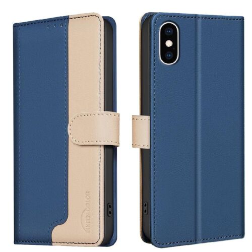 Flip Étui Pour Iphone Xs Max Flip Folio Bicelle Titulaire De Fentes Pour Cartes Coque Intérieure En Tpu Antichoc Blocage Rfid - Bleu