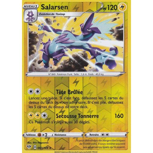 Carte Pokemon - Salarsen - 63/189 - Holo-Reverse - 120pv - Épée Et Bouclier 3 Ténèbres Embrasées