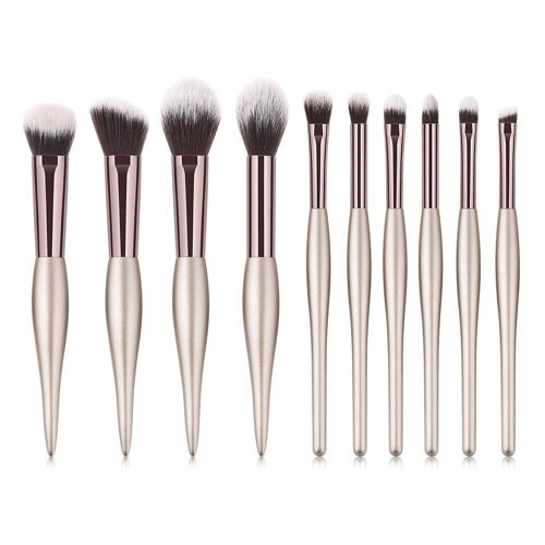 10 Pièces Pinceaux De Maquillage Professionnel Naturel Maquillage Pinceaux Ensemble Fond De Teint Poudre Contour Yeux Mélange Beauté Pinceaux Cosmétiques 