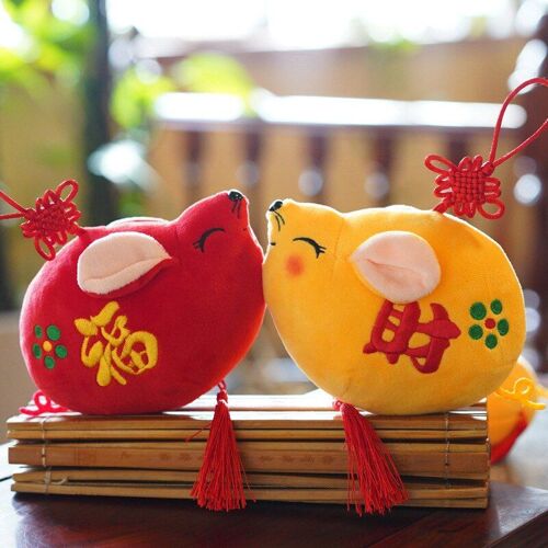 10cm mignon 2020 année du Rat mascotte Fortune souris doux en peluche pendentif Kawaii peluche enfants jouets pour enfants bébé nouvel an cadeaux