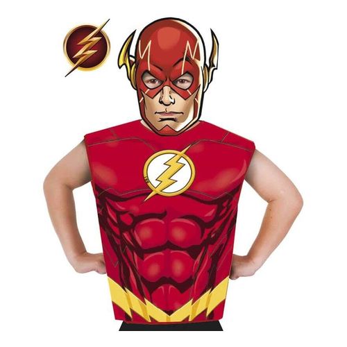 Kit De Déguisement De Flash Pour Enfants: Masque Et T-Shirt (Taille 3-6a)