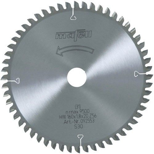 Lame de scie au carbure HM MAFELL 56 dents denture alternée 160x1.8 / 2.0x20 mm - 92553