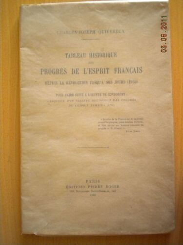 Tableau Historique Des Progrès De L'esprit Français Depuis La Révolution Jusqu'à Nos Jours (1930)