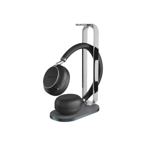Yealink BH76 - Micro-casque - sur-oreille - Bluetooth - sans fil - Suppresseur de bruit actif - USB-A via adaptateur Bluetooth - noir - avec support de chargement - Certifié pour Microsoft Teams