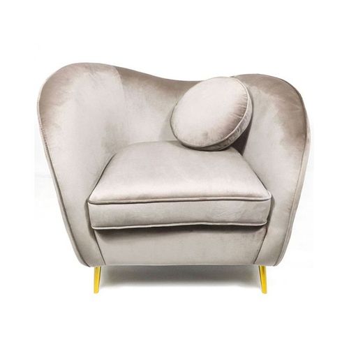 Legend Fauteuil Velours Pieds Métal Or - Taupe