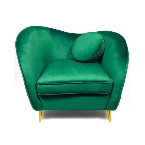 Legend Fauteuil Velours Pieds Métal Or - Vert