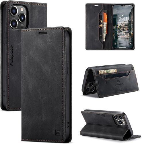 Case for iPhone 14 Pro Max Flip Case Wallet Premium PU Leather Flip Case [RFID Signal Blocking] Protective Cover for iPhone 14 Pro Max, Black