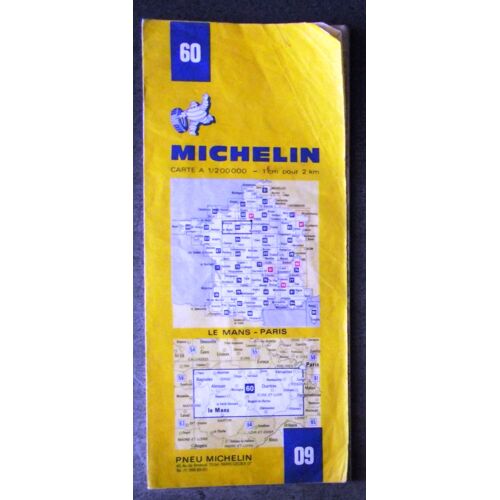 Carte Michelin N°60 De 1973.13e Éd.1/200 000.Le Mans Paris