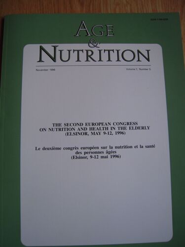 Age Et Nutrition 2e Congrès Européen Sur La Nutrition Et La Santé Des Personnes Âgées