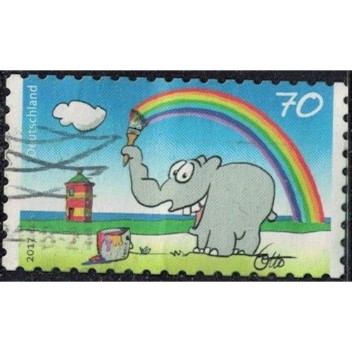 Allemagne 2017 Oblitéré Used Otto Waalkes Éléphant Traçant Un Arc En Ciel Y&t De 3081a Su
