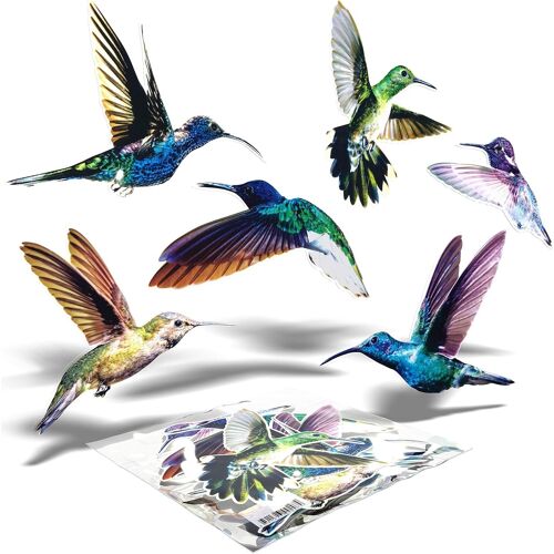 6x - Oiseaux - Autocollants électrostatiques repositionnables - Contre impacts d'oiseaux aux vitres des fenêtres