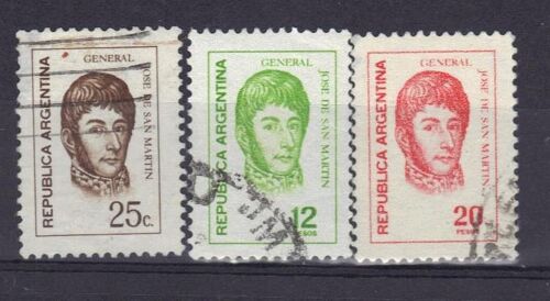 Argentine 1976/77 : Général José De San Martin - Série De 3 Timbres Oblitérés