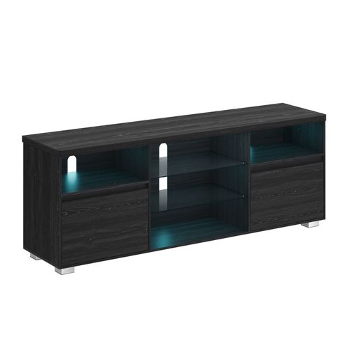 Meuble Tv Avec Led 2 Placards Effet Bois Noir