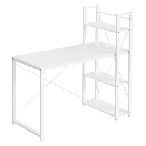 Bureau Avec Étagères Réversible À Gauche Ou À Droite Blanc