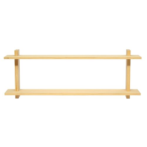 Etagère Murale Double En Bois De Pin Naturel 120 Cm