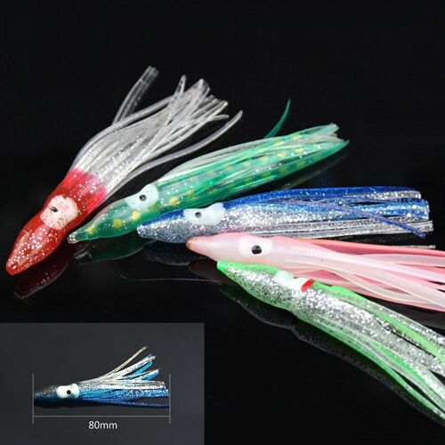5 Pièces Appât Dur Artificiel Pieuvre Manivelle Balançoires Appât Calmar Thon Pêche En Mer Wobblers Spinner Outils Allure 8cm