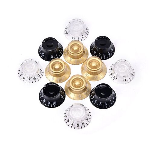 Boutons de contrôle de tonalité de Volume de vitesse de 4 pièces pour des pièces de guitare électrique de remplacement de guitare transparentes, or, couleur noire