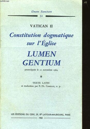 Consitution Dogmatique Sur L'eglise Lumen Gentium Promulguée Le 21 Novembre 1964