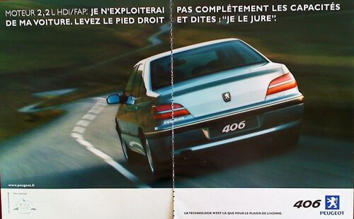 Publicité Ancienne (Février 2002) Pour La " Peugeot 406 2,2 L Hdi Fap "