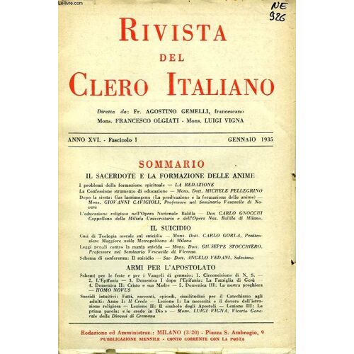 Rivista Del Clero Italiano, Anno Xvi, Fasc. 1, Genn. 1935