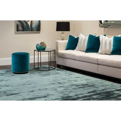 Tapis De Salon Fait Main Titane 120x170 Cm Bleu Pétrole - Novatrend