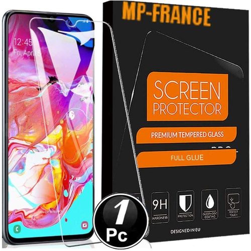Protection Écran Pour Samsung Galaxy A70 Verre Trempé Protection Film [Protection Maximale] [Sans Bulles] Lot De [X1] Verres [Full-Glue] [Adhesion Complete]