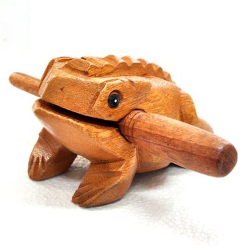 Mini Argent Chanceux Grenouille Style Traditionnel En Bois Instrument De Musique Percussion Râpe Avec Bâton Enfants Jouet Musical Décompresser Jouets