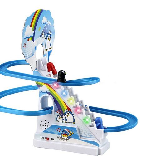 Enfants Drôle Pingouin Escalade Escaliers Jouets Pour Enfants Interaction Parent-Enfant Puzzle Pingouin Toboggan Ferroviaire Électrique Avec De La Musique