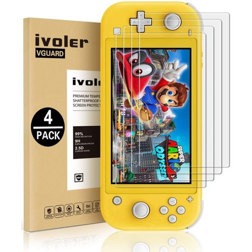 Pack de 4 Verre Trempé pour Nintendo Switch Lite, Film Protection en Verre trempé écran Protecteur vitre - Anti Rayures - Ultra Résistant Dureté 9H pour Nintendo Switch Lite