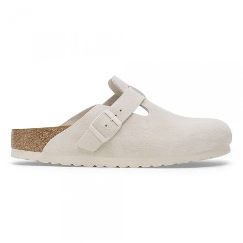 Birkenstock Mules Boston En Cuir Daim Beige