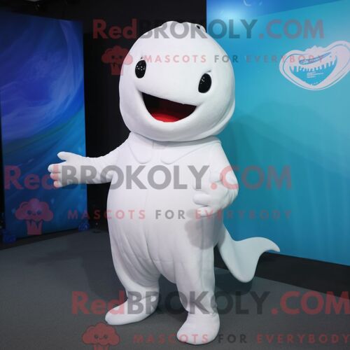 Costume De Mascotte Redbrokoly De Béluga Personnage Habillé Avec Un Body Et Des Bandeaux