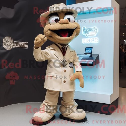 Mascotte Redbrokoly De Docteur Beige Personnage Habillé Avec Un Pantalon Chino Et Des Gants