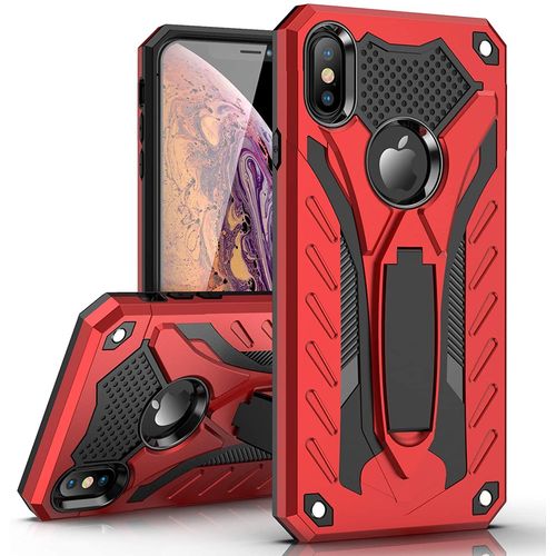 Coque Pour Iphone Xr Bumper Etui De Protection Antichoc Anti-Rayure Dur Pc Case Couverture En Souple Impact Et Support Kickstand Pour Apple Iphone Xr (Rouge)