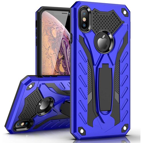 Coque Pour Iphone Xr Bumper Etui De Protection Antichoc Anti-Rayure Dur Pc Case Couverture En Souple Impact Et Support Kickstand Pour Apple Iphone Xr (Bleu)