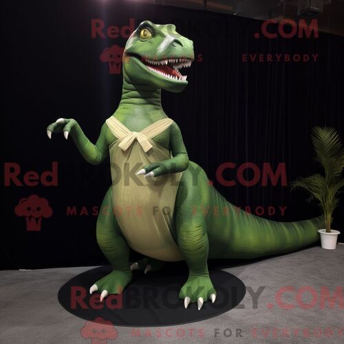 Costume De Mascotte Redbrokoly D Olive T Rex Habillé Avec Une Robe De Soirée Et Des Bagues