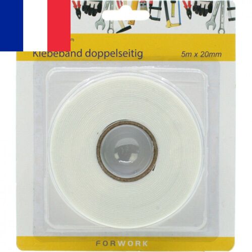 2 X Ruban de Montage Adhésif Double Face Rouleau Mousse 20MM X 5M