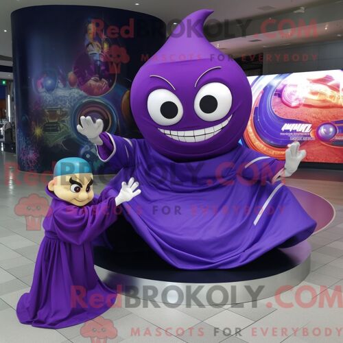 Costume De Mascotte Redbrokoly De Contorsionniste Violet Habillé D Une Jupe Portefeuille Et De Montres