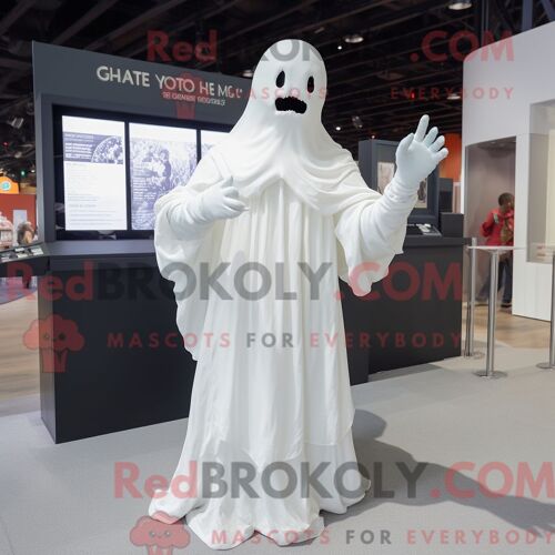 Costume Mascotte Redbrokoly De Fantôme Blanc Habillé D Une Blouse Et De Gants
