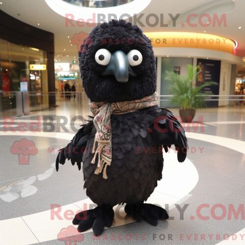 Costume Mascotte Redbrokoly De Kiwi Noir Personnage Habillé Avec Un Pantalon Habillé Et Des Châles