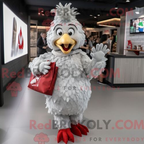 Personnage De Costume De Mascotte Redbrokoly De Ballon De Rugby Beige Habillé Avec Une Jupe Longue Et Des Écharpes